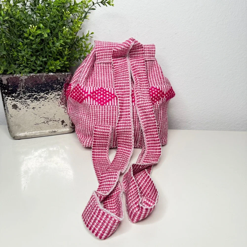 Pinzon Woven Backpack Womens Pink Geometric‎ Artisan Boho Small